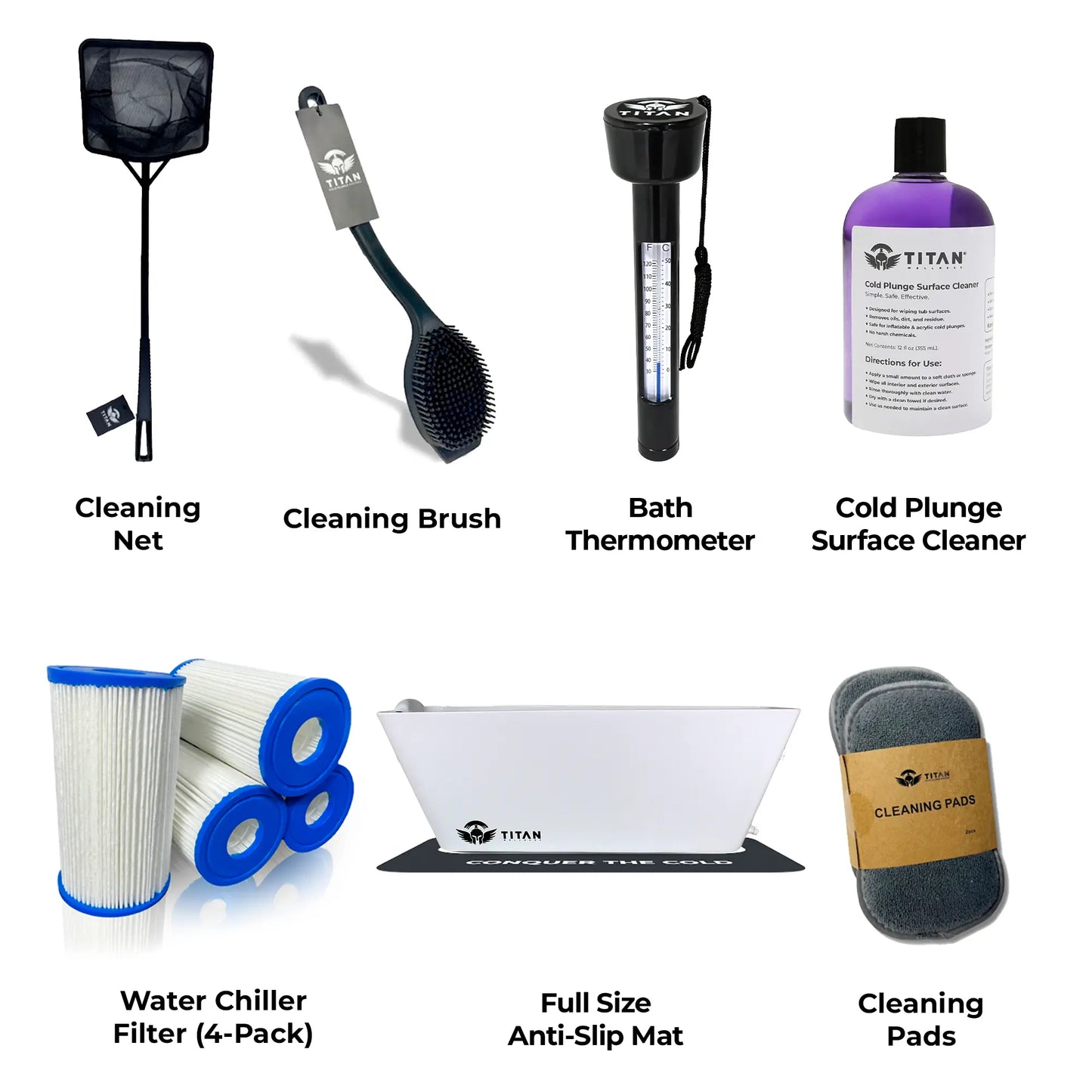Apex PRO Bundle: Filter 4-Pack, Cleaning Brush, Cleaning Pads, Cleaning Net, Full-Size Neoprene Anti-Slip Mat, Surface Cleaner, and Thermometer Titan Wellness
