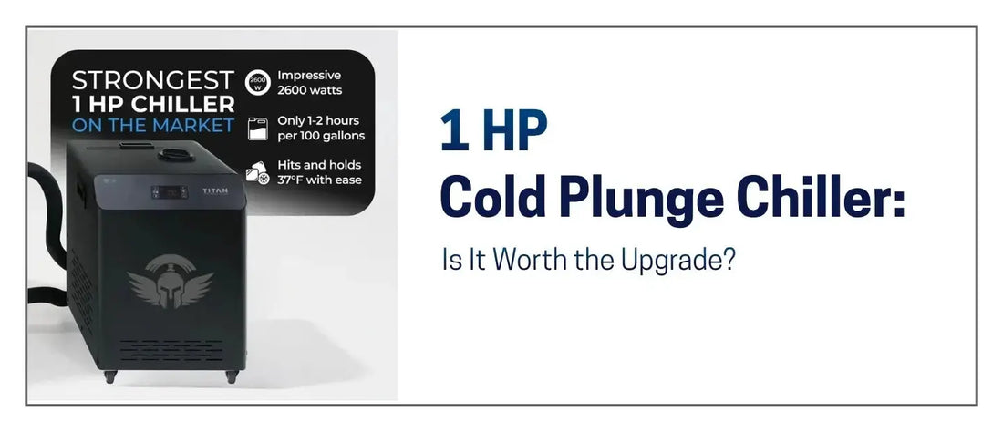 Titan Wellness 1 HP cold plunge chiller with 2600 watt cooling capacity, the strongest 1 HP chiller on the market