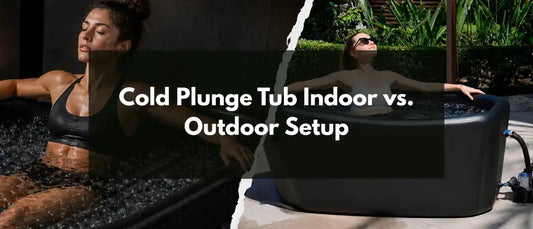 Titan Wellness indoor vs. outdoor cold plunge tub setup comparison with water chiller for year-round cold therapy.