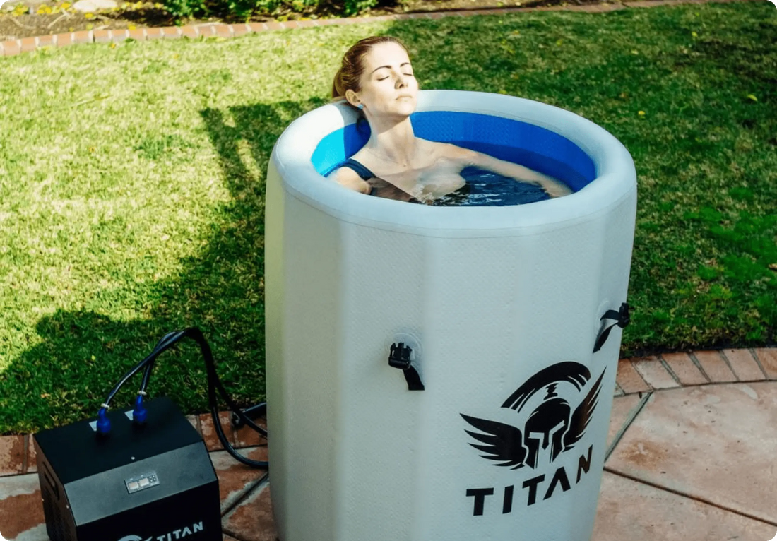 Lady Relaxing Inside Cold Plunge Tub