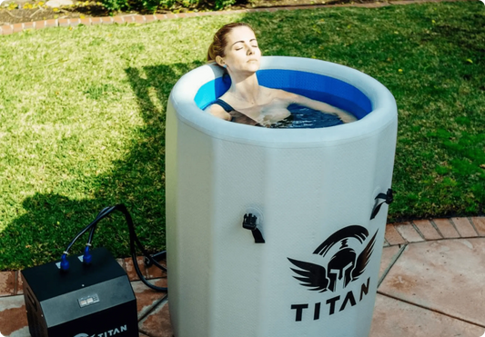 Lady Relaxing Inside Cold Plunge Tub