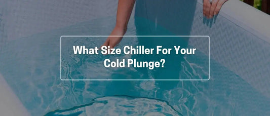 Woman testing water temperature in a cold plunge tub to determine the right size chiller