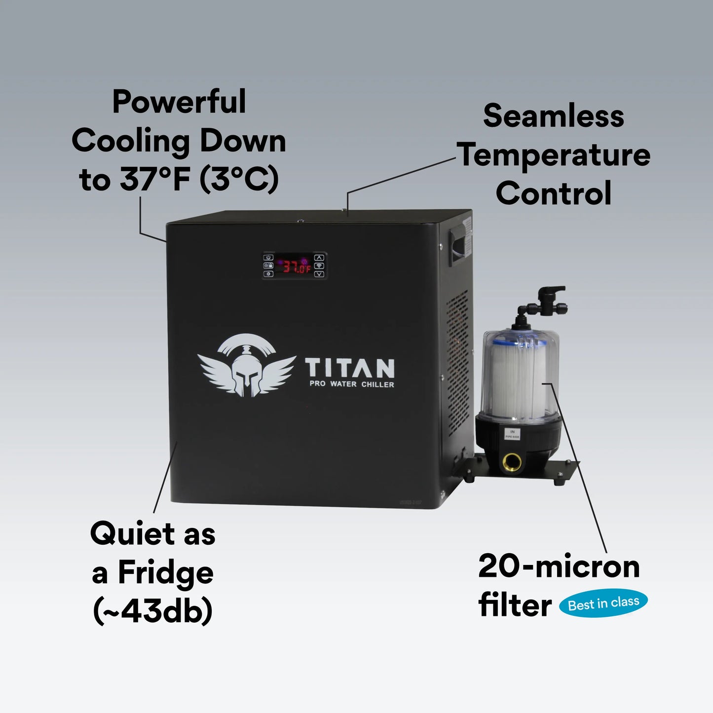 1/2 HP Cold Plunge Chiller Pro+ Titan Wellness Black