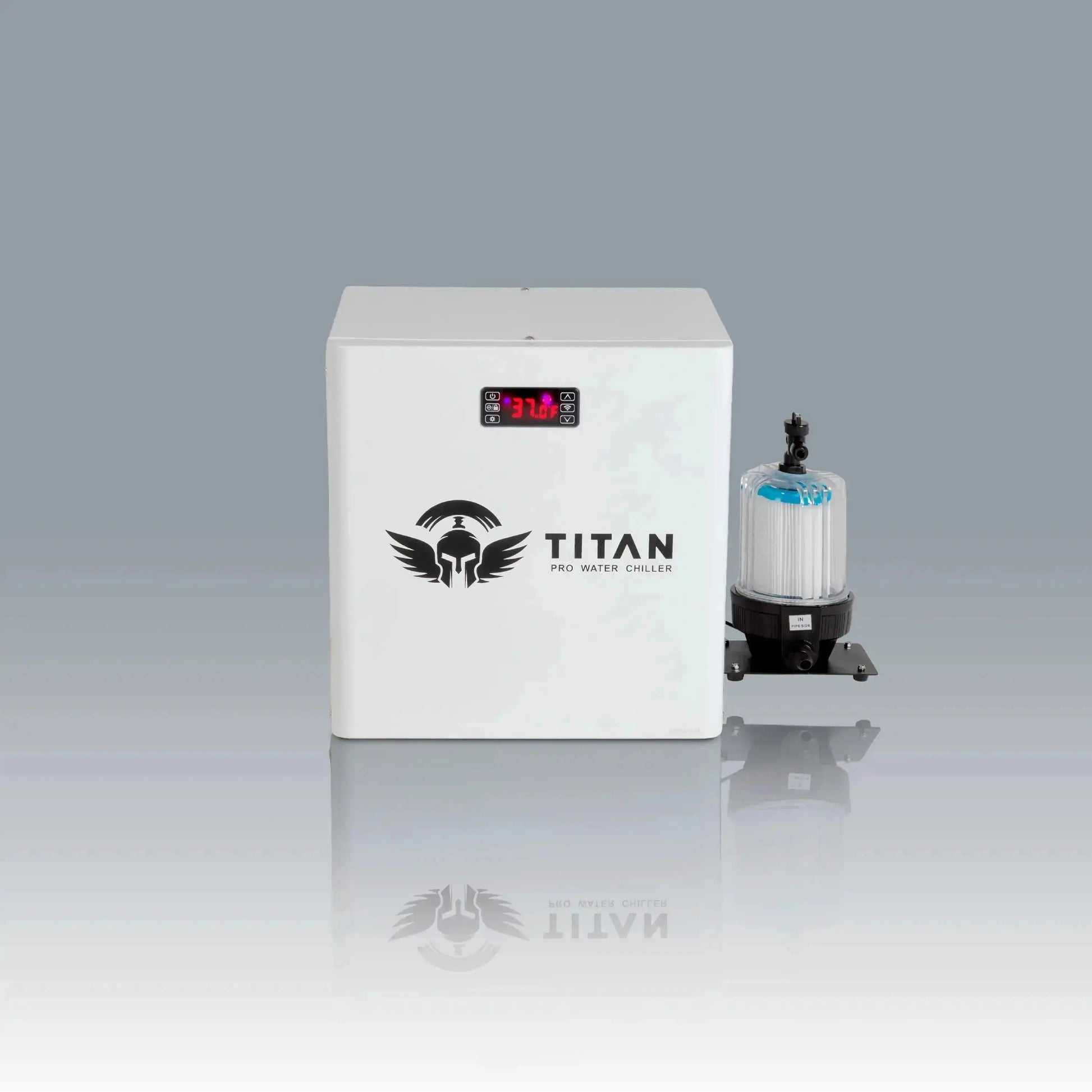 White 1/2 HP Titan Pro water chiller with 20 micron filter designed to cool cold plunge systems to 37°F.