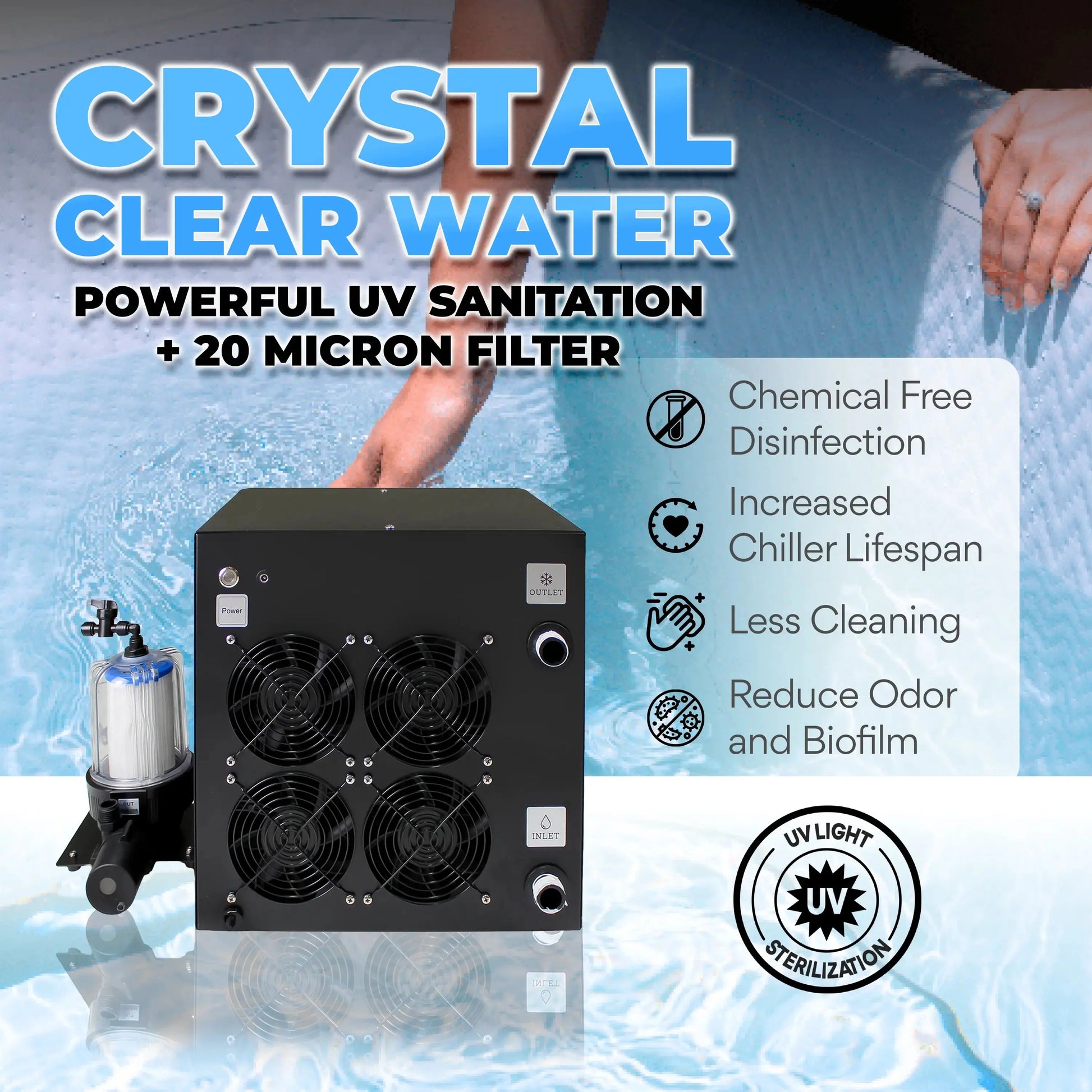 1/2 HP Cold Plunge Chiller Pro+ Titan Wellness Black