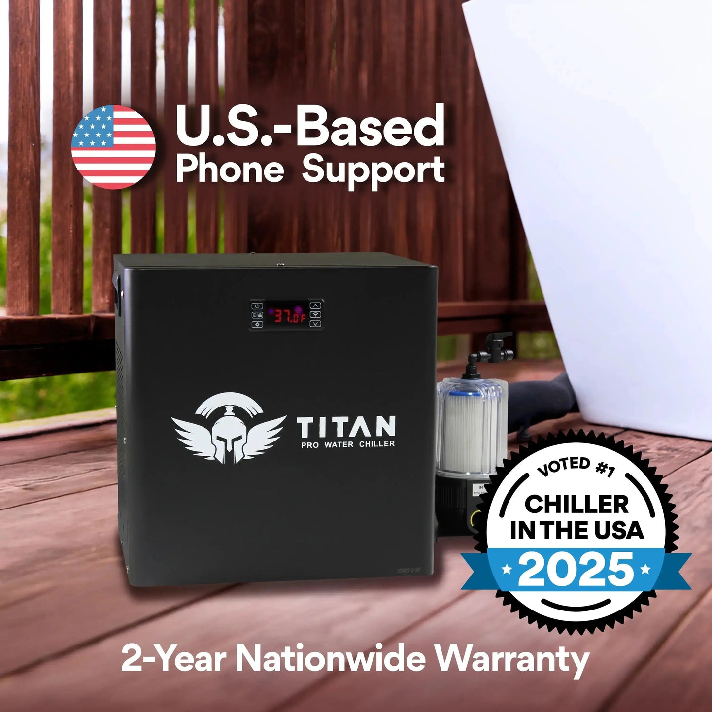 1/2 HP Titan Pro water chiller U.S. based phone support 2 year warranty cold plunge chiller system award winning USA 2025