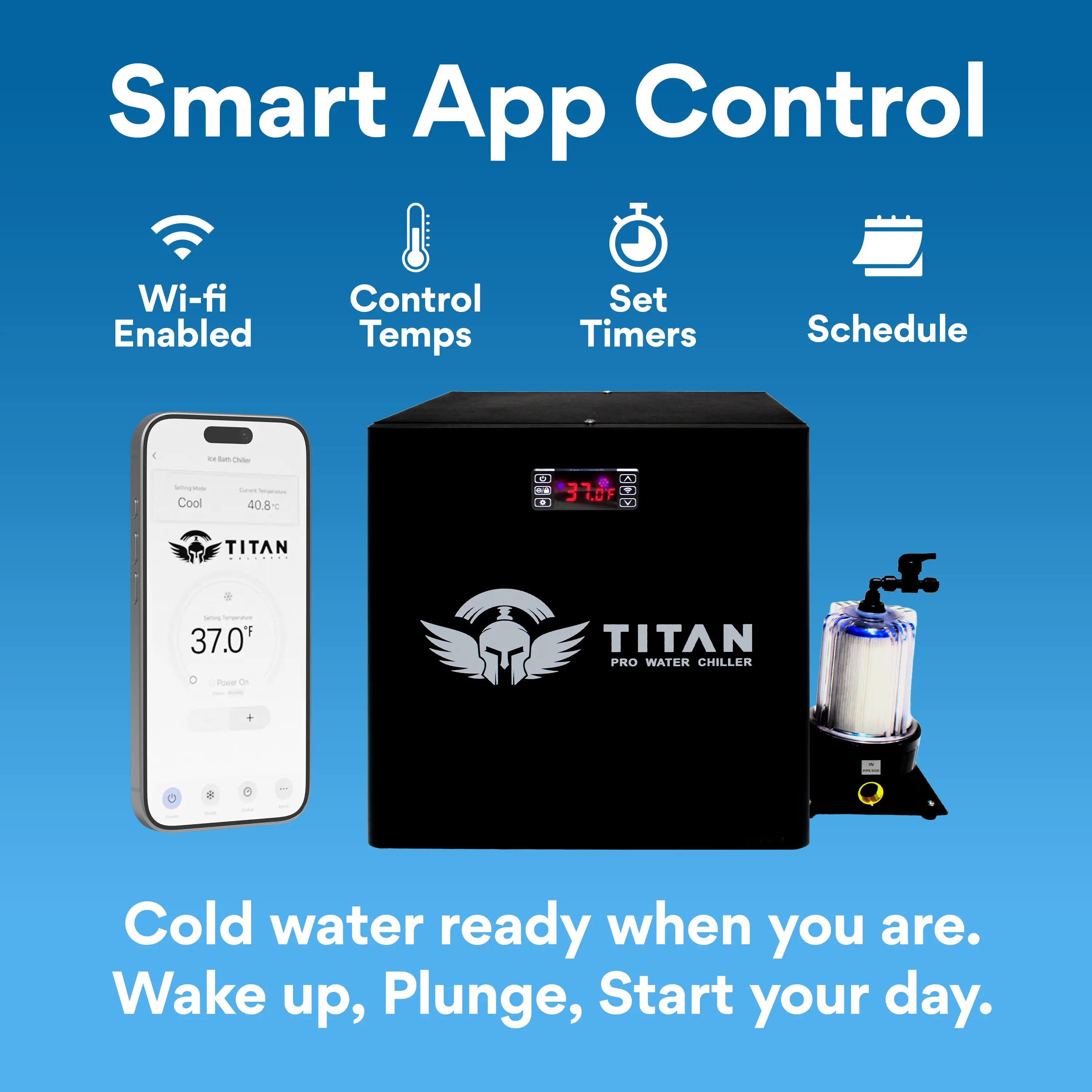 1/2 HP Universal Cold Plunge Chiller Titan Wellness Black