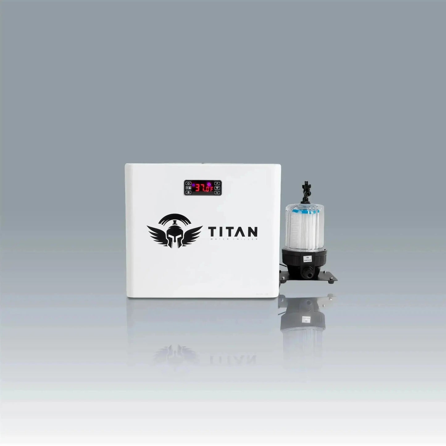 White universal cold plunge chiller by Titan Wellness for temperature controlled ice baths