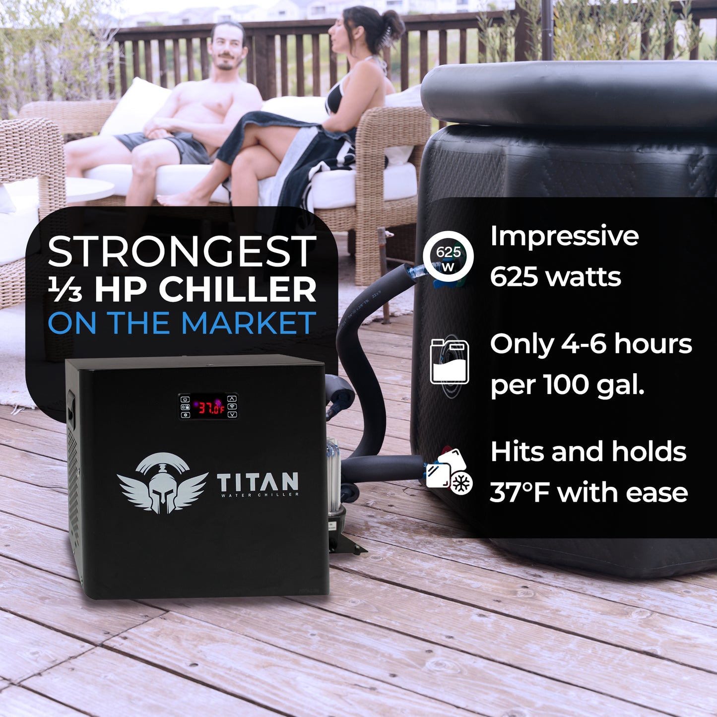 1/3 HP Cold Plunge Chiller Titan Wellness  Black