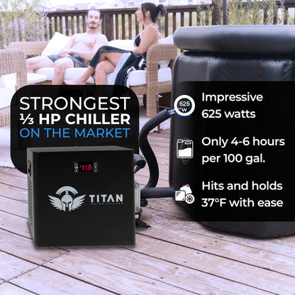 1/3 HP Cold Plunge Chiller Titan Wellness  Black