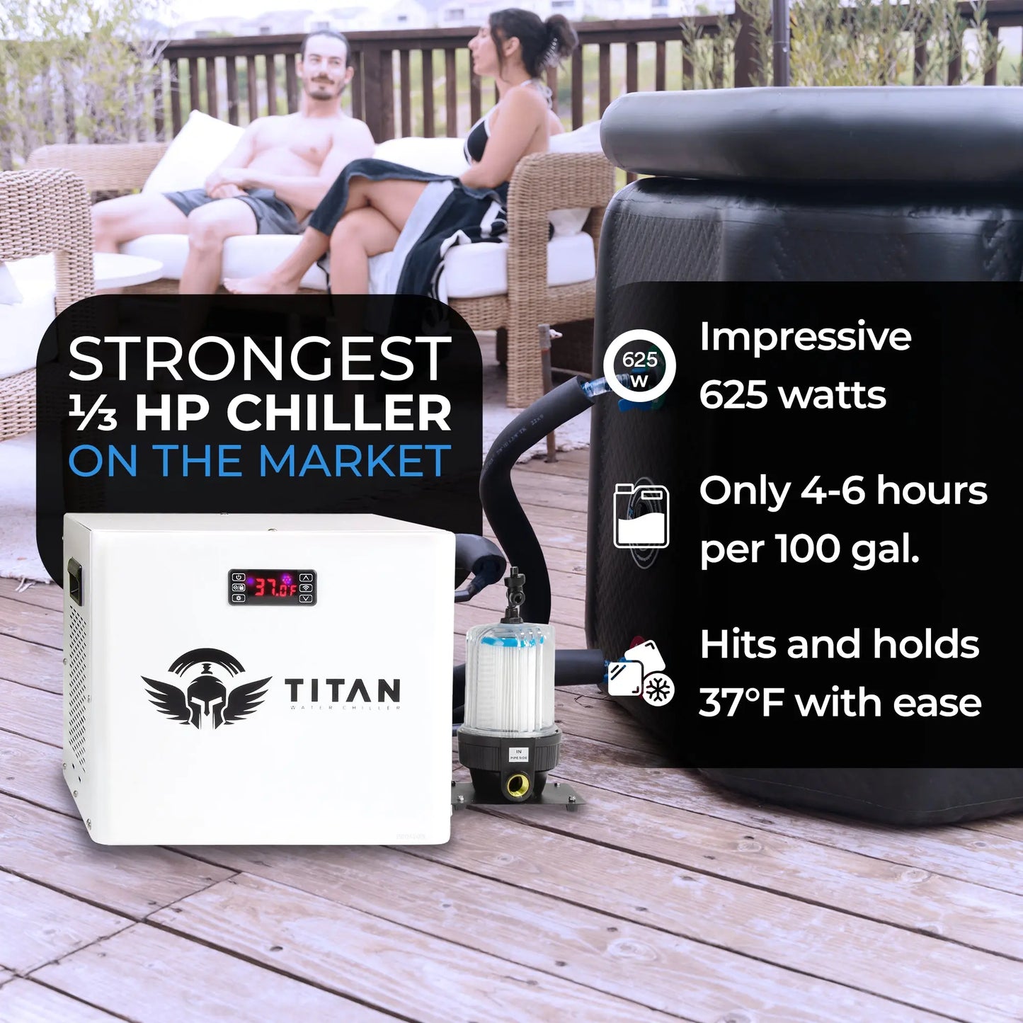 1/3 HP Cold Plunge Chiller Titan Wellness  White