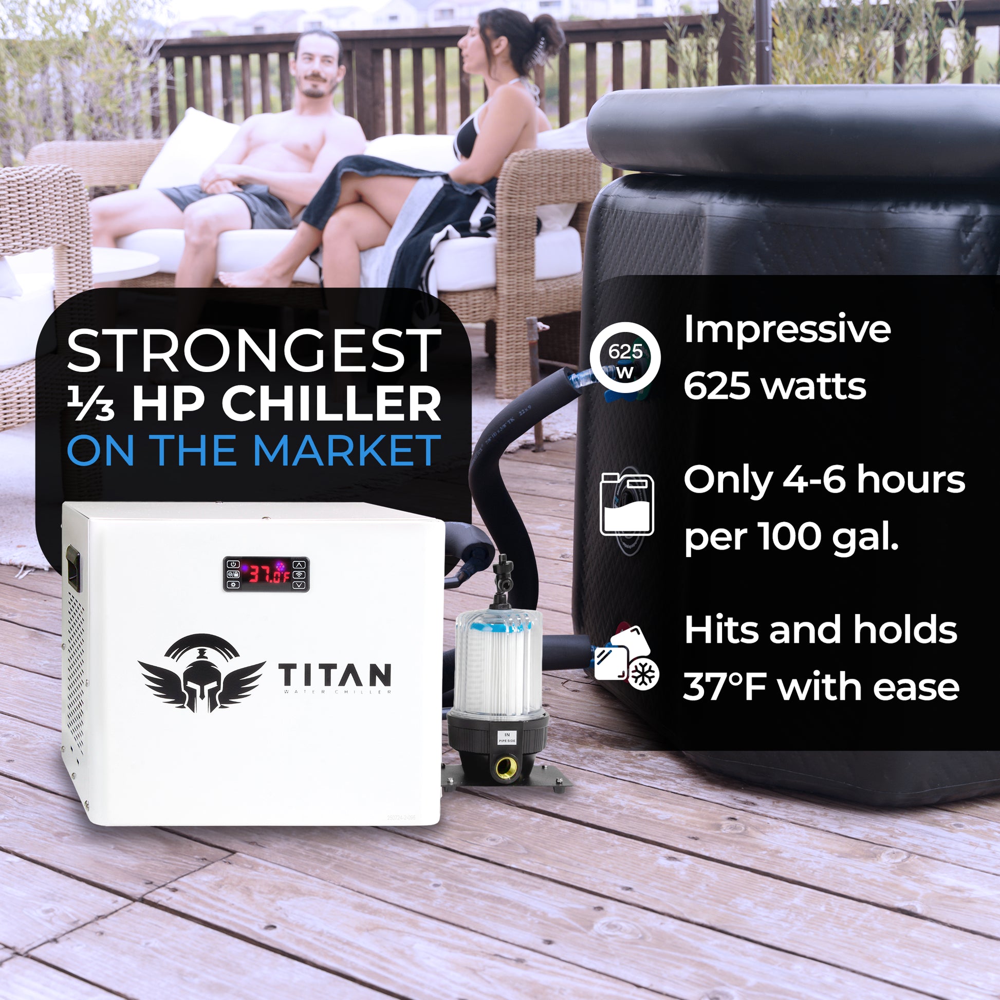 1/3 HP Cold Plunge Chiller Titan Wellness  White