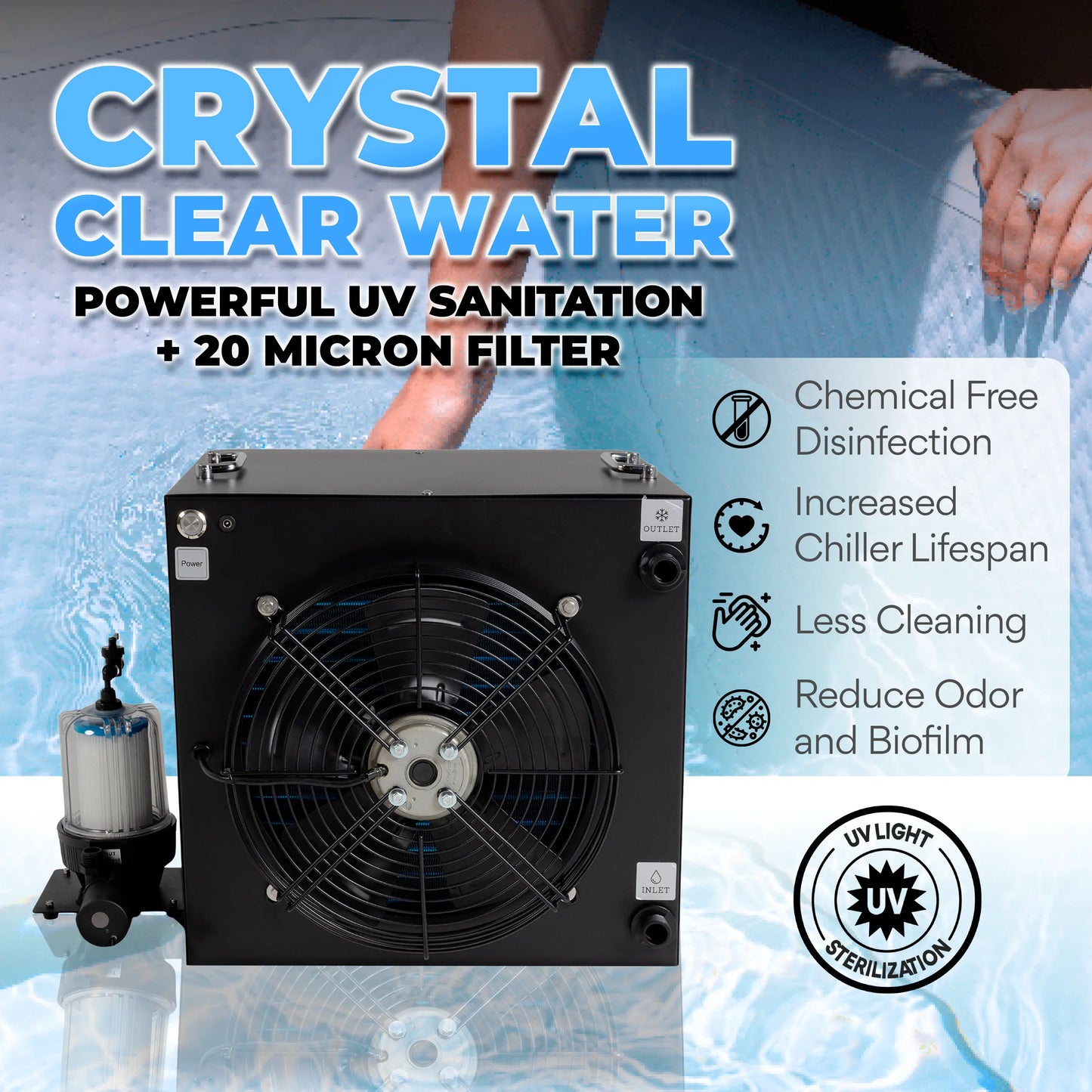 1 HP Cold Plunge Chiller Pro+ Titan Wellness  Black