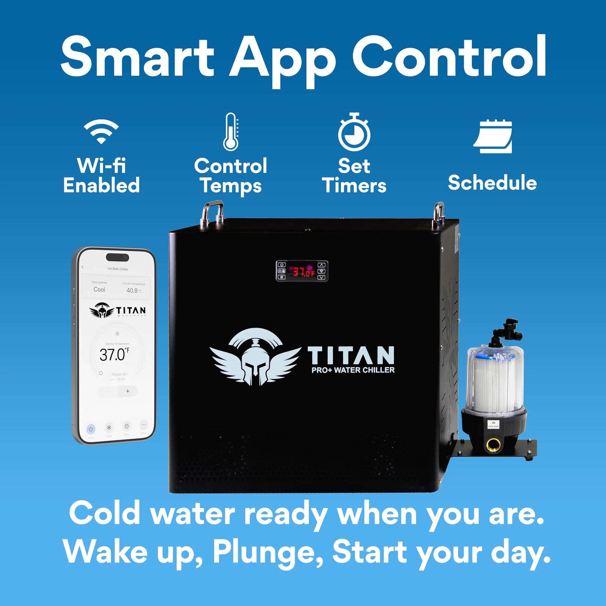 1 HP Universal Cold Plunge Chiller Titan Wellness Black