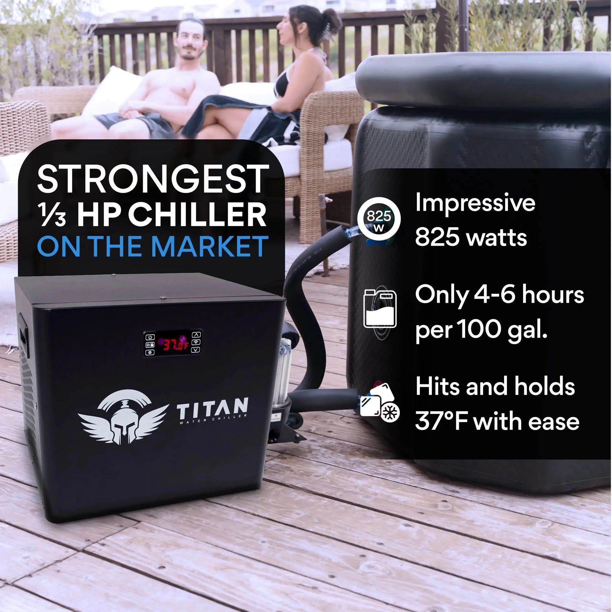 1/3 HP Cold Plunge Chiller Titan Wellness  Black