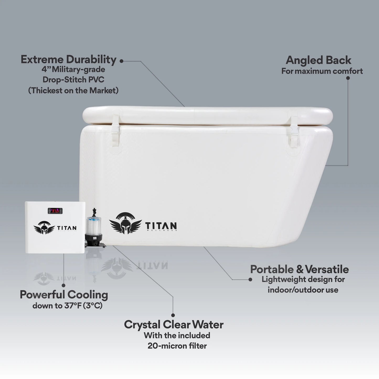 Arctic Triumph Cold Plunge Tub + Chiller Bundle Titan Wellness