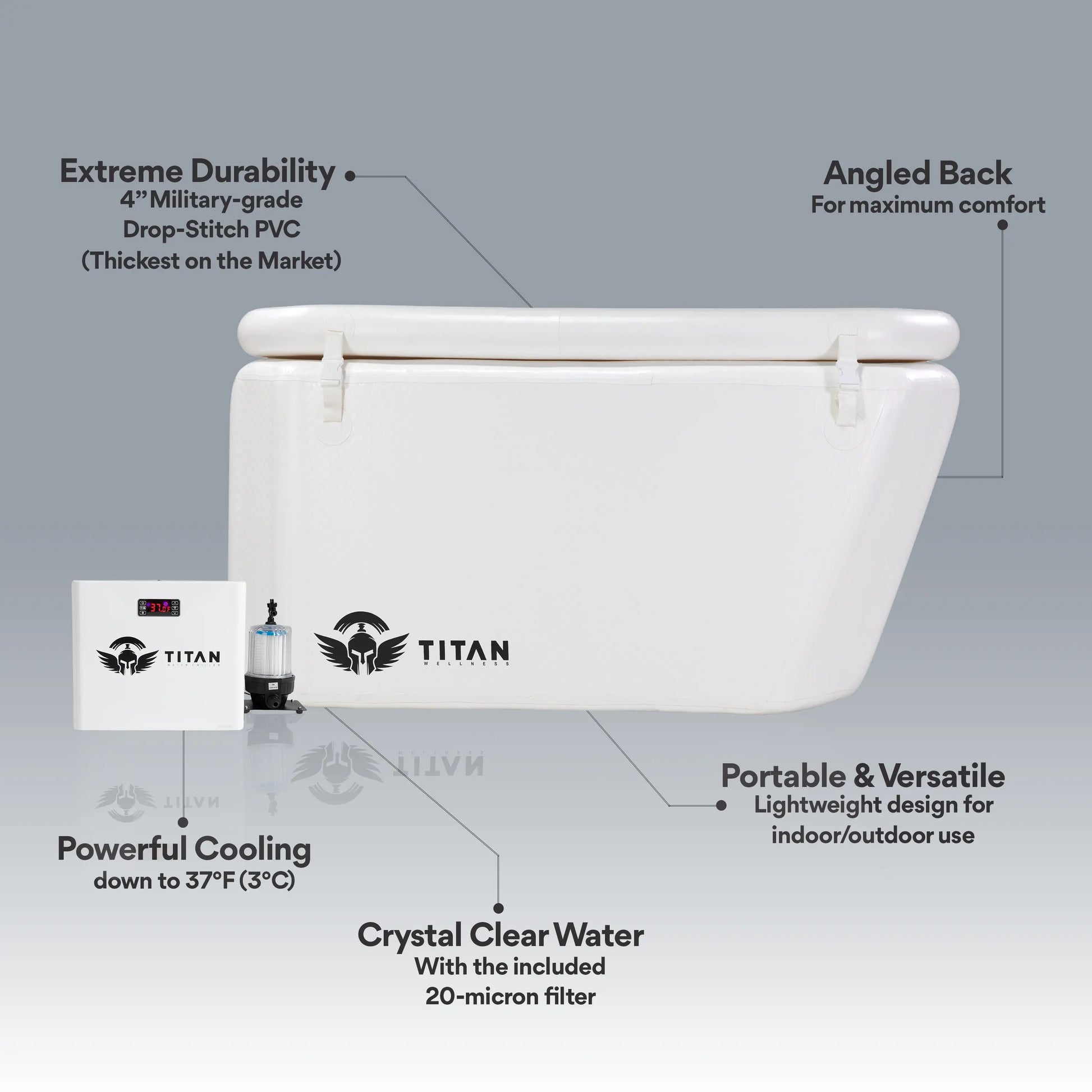 Arctic Triumph Cold Plunge Tub + Chiller Bundle Titan Wellness