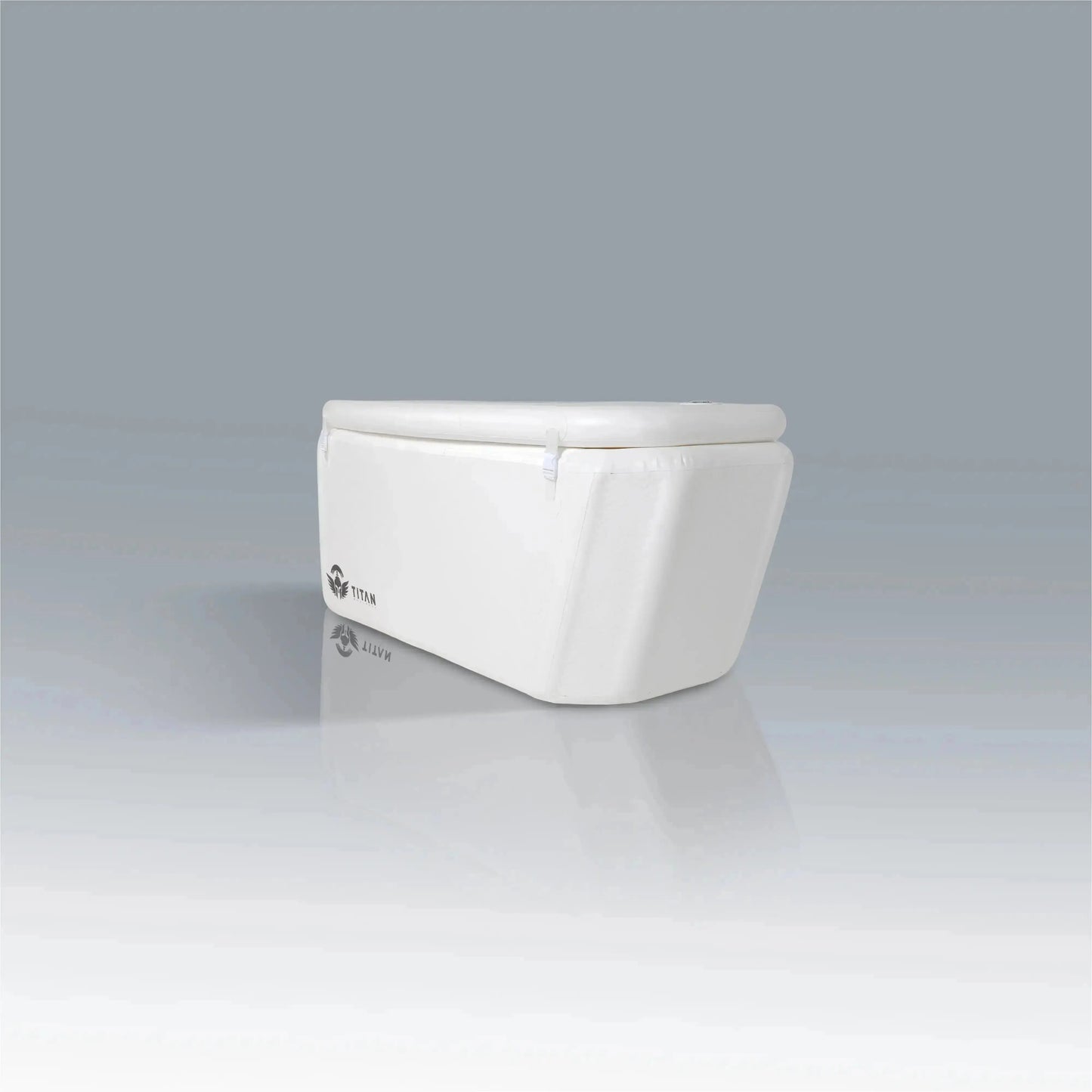 Arctic Triumph XL inflatable cold plunge tub with insulated lid closed showing compact portable design and thermal retention