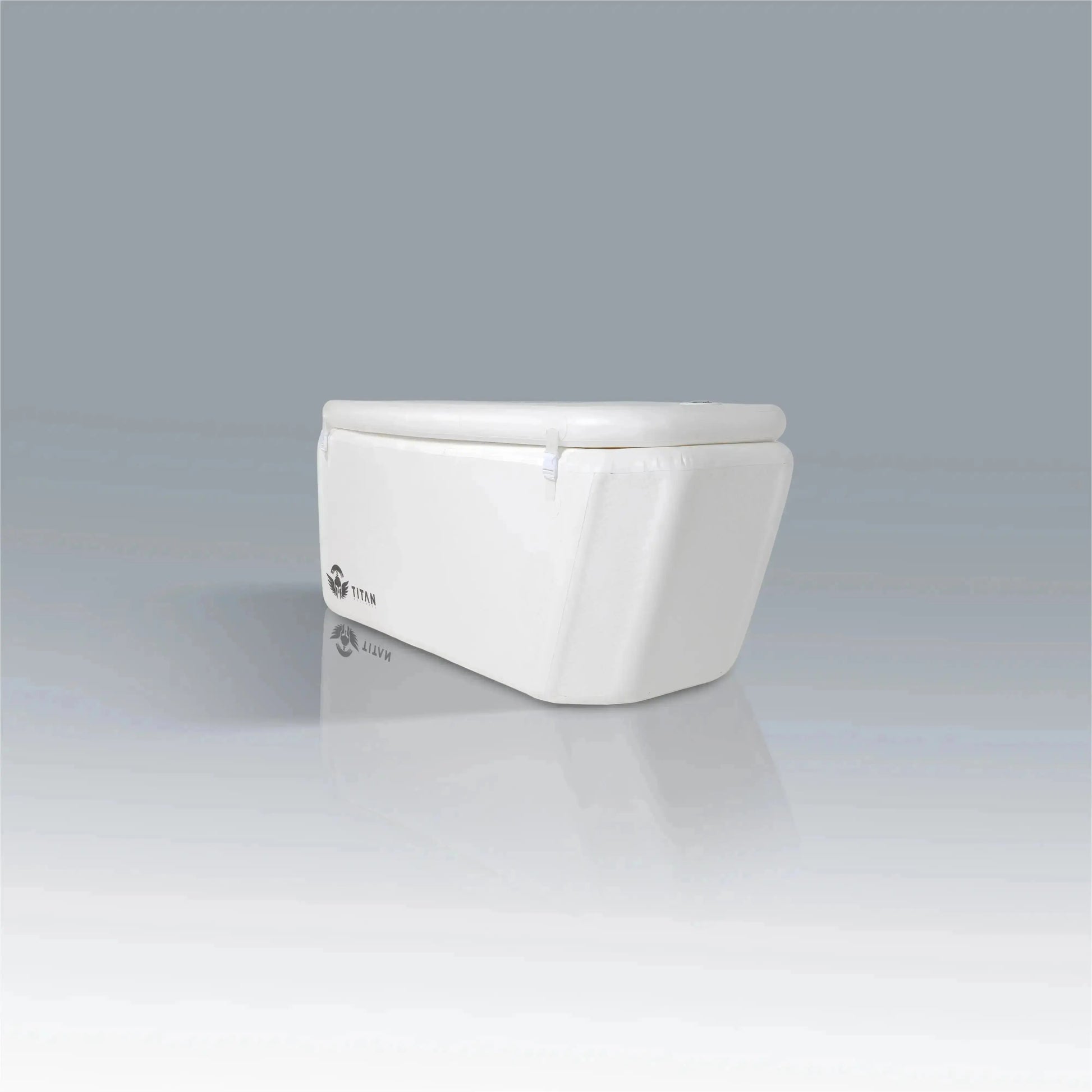Arctic Triumph XL inflatable cold plunge tub with insulated lid closed showing compact portable design and thermal retention