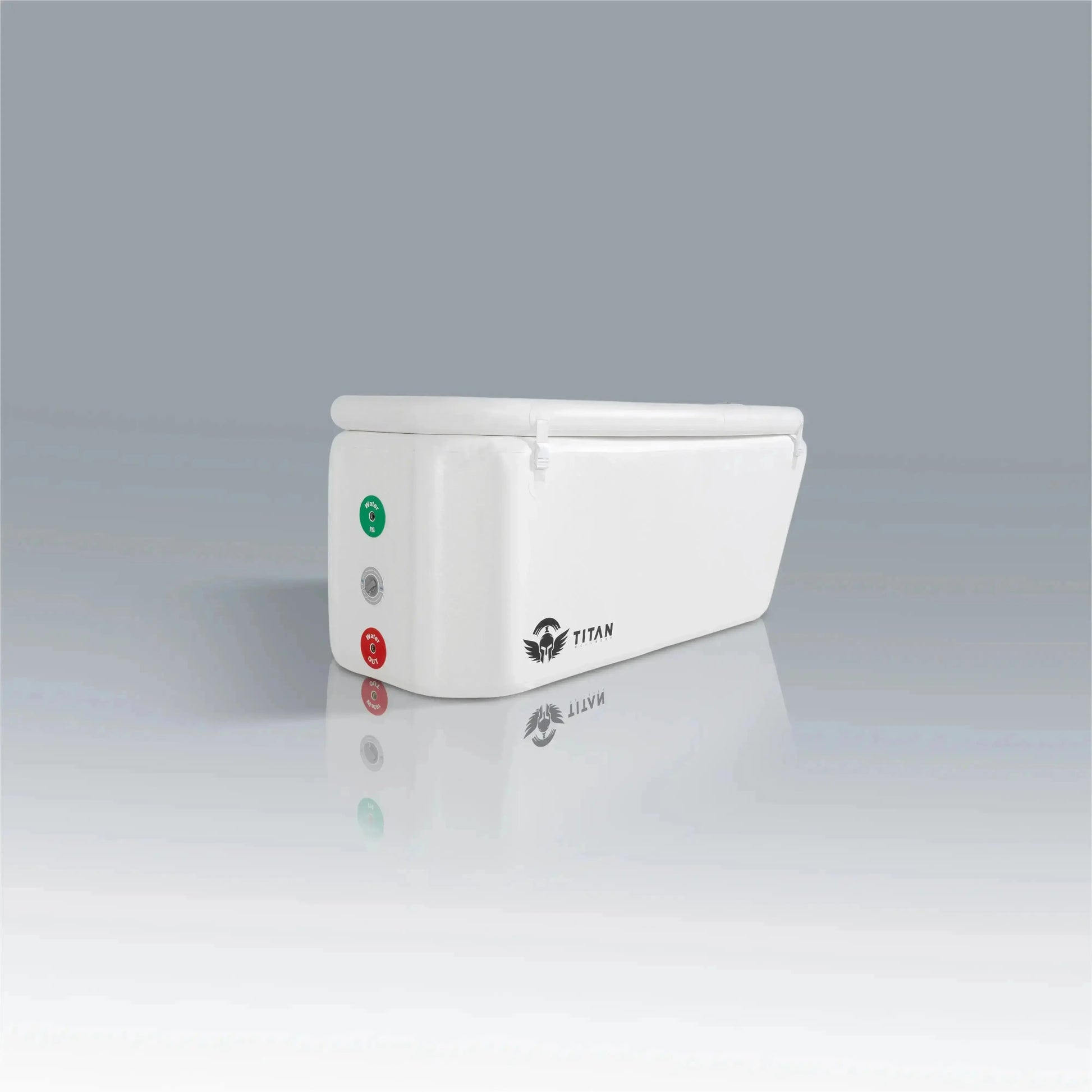 Arctic Triumph XL inflatable cold plunge tub with insulated lid closed showing compact portable design and thermal retention