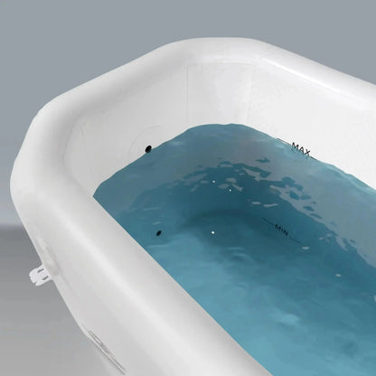 Arctic Triumph XL inflatable cold plunge tub interior showing water level markers and deep full body immersion design