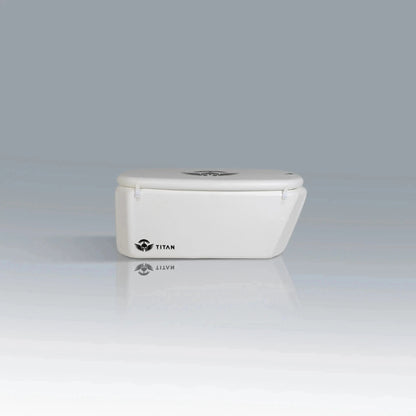 Front view of the Arctic Triumph XL inflatable cold plunge tub with an insulated lid showing its compact design