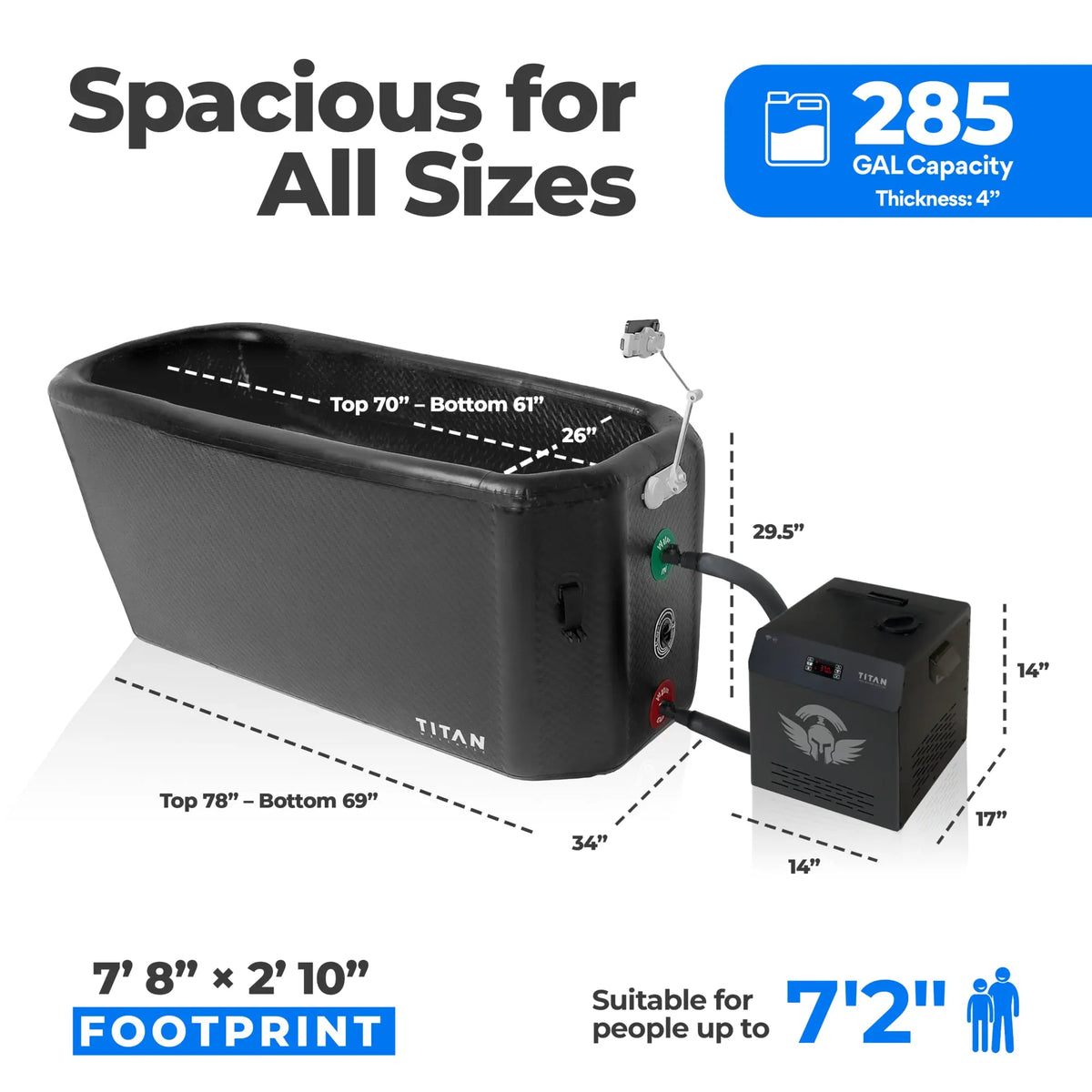 Midnight Black Triumph XL Cold Plunge Tub + Chiller Bundle
