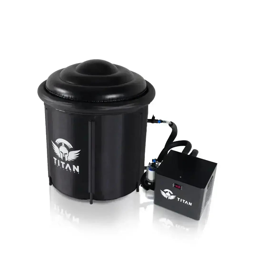 Bravo Ice Bath Pod by Titan Wellness, a portable and insulated cold plunge tub for recovery.
