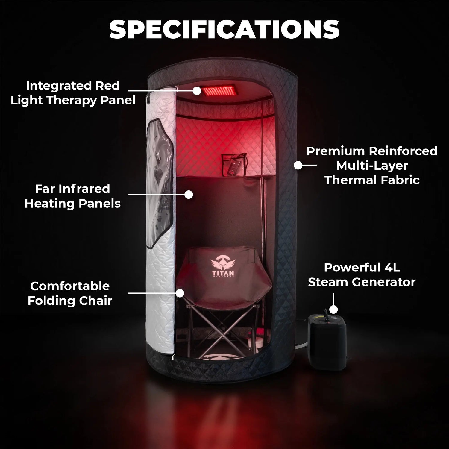 Duo Therapy Pro — All-in-One Infrared & Steam Sauna with Built-In Red Light Therapy Titan Wellness