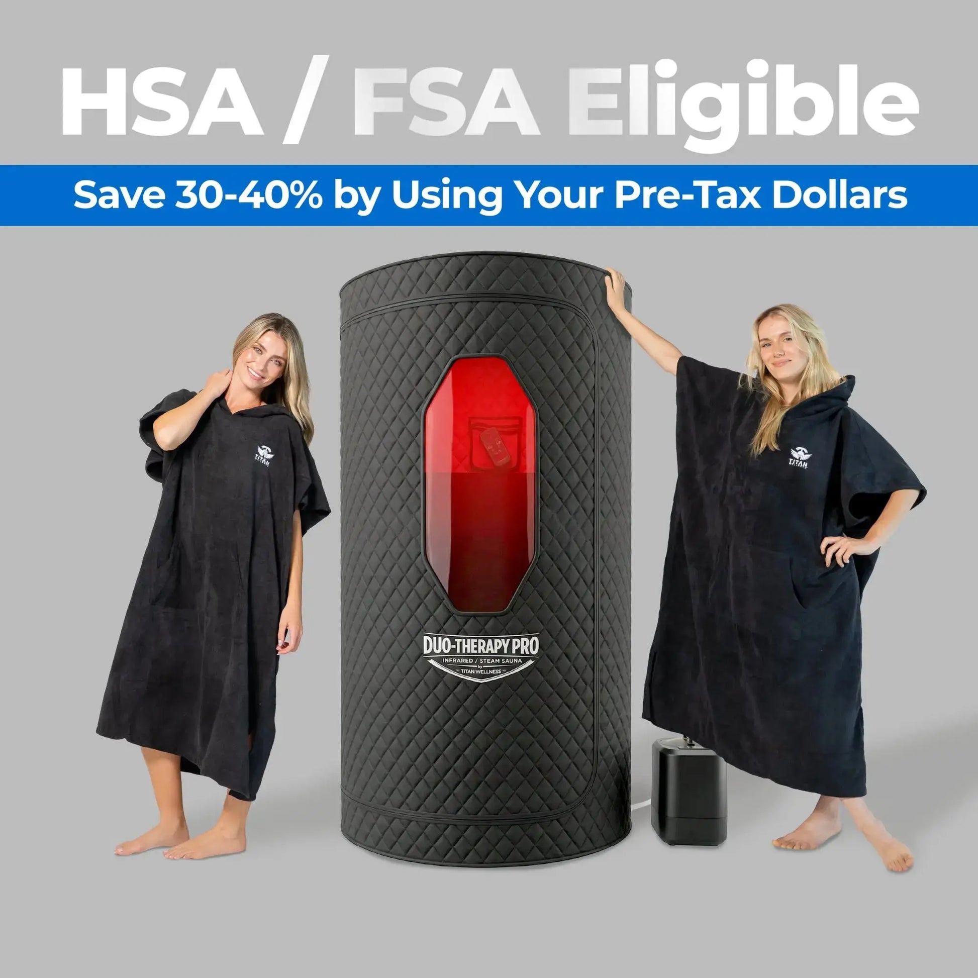Sauna Duo-Therapy Pro® — 2-in-1: Infrared Heat Mode or Steam Mode Titan Wellness