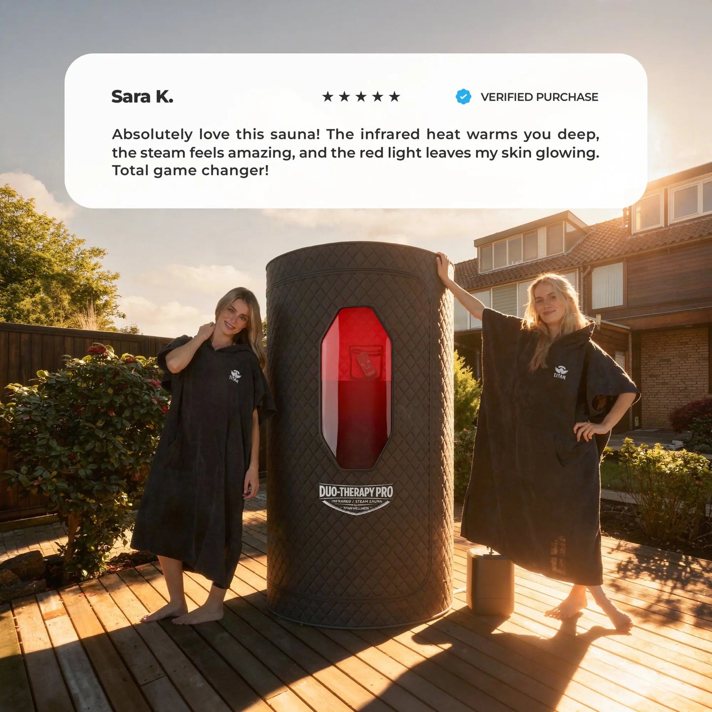 Sauna Duo-Therapy Pro® — 2-in-1: Infrared Heat Mode or Steam Mode