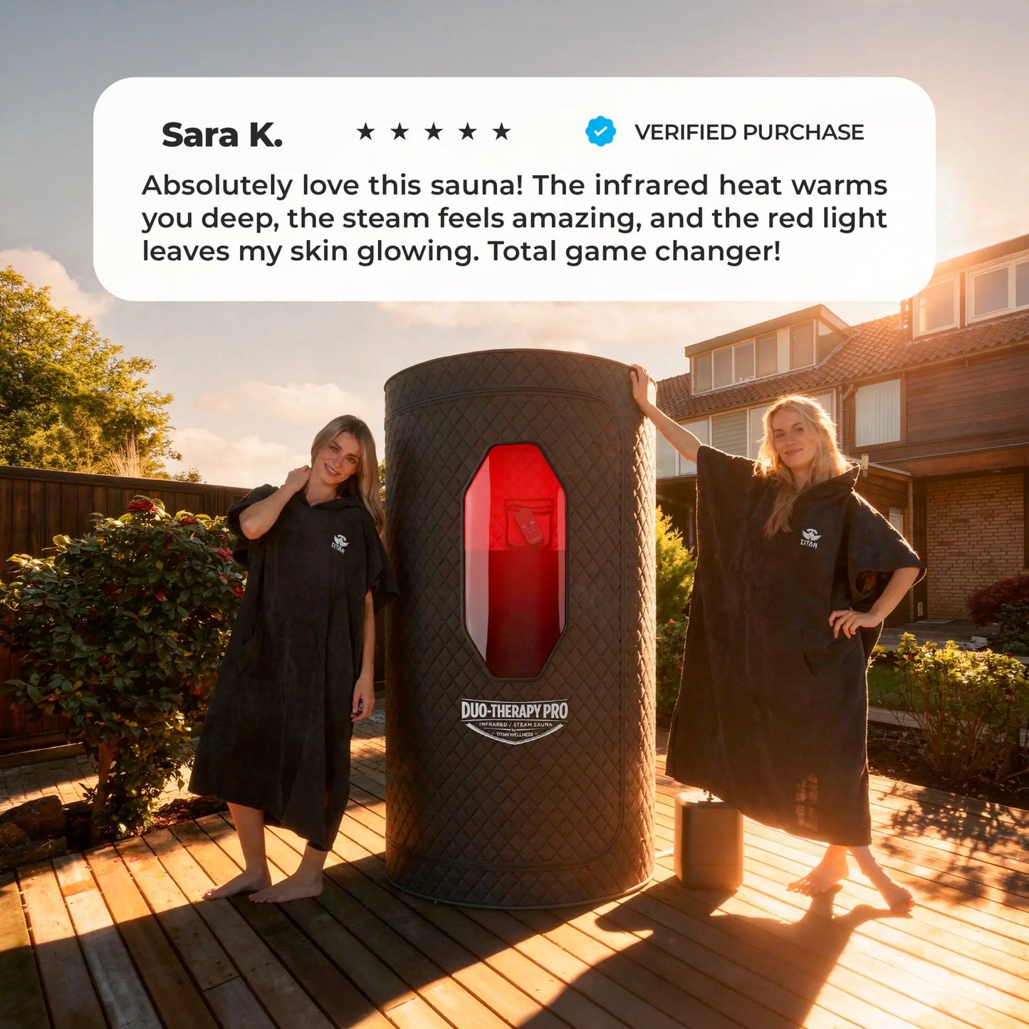 Sauna Duo-Therapy Pro® — 2-in-1: Infrared Heat Mode or Steam Mode