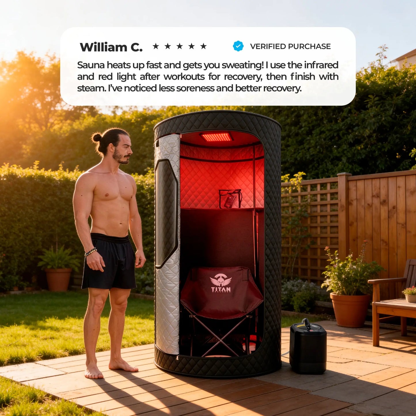 Sauna Duo-Therapy Pro® — 2-in-1: Infrared Heat Mode or Steam Mode