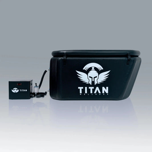 Titan Wellness cold plunge tub and chiller setup on outdoor deck