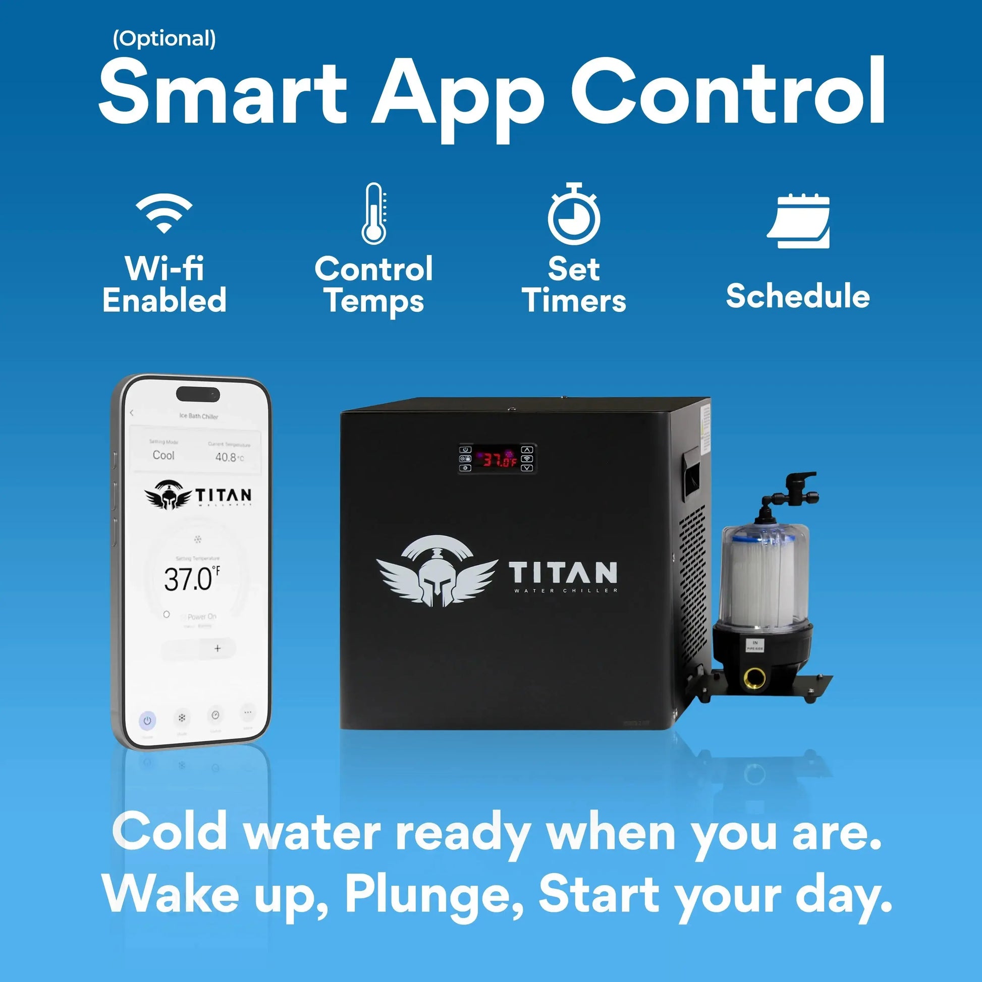 Titan Wellness 1/3 HP Cold Plunge Chiller with WiFi and 20 micron filter