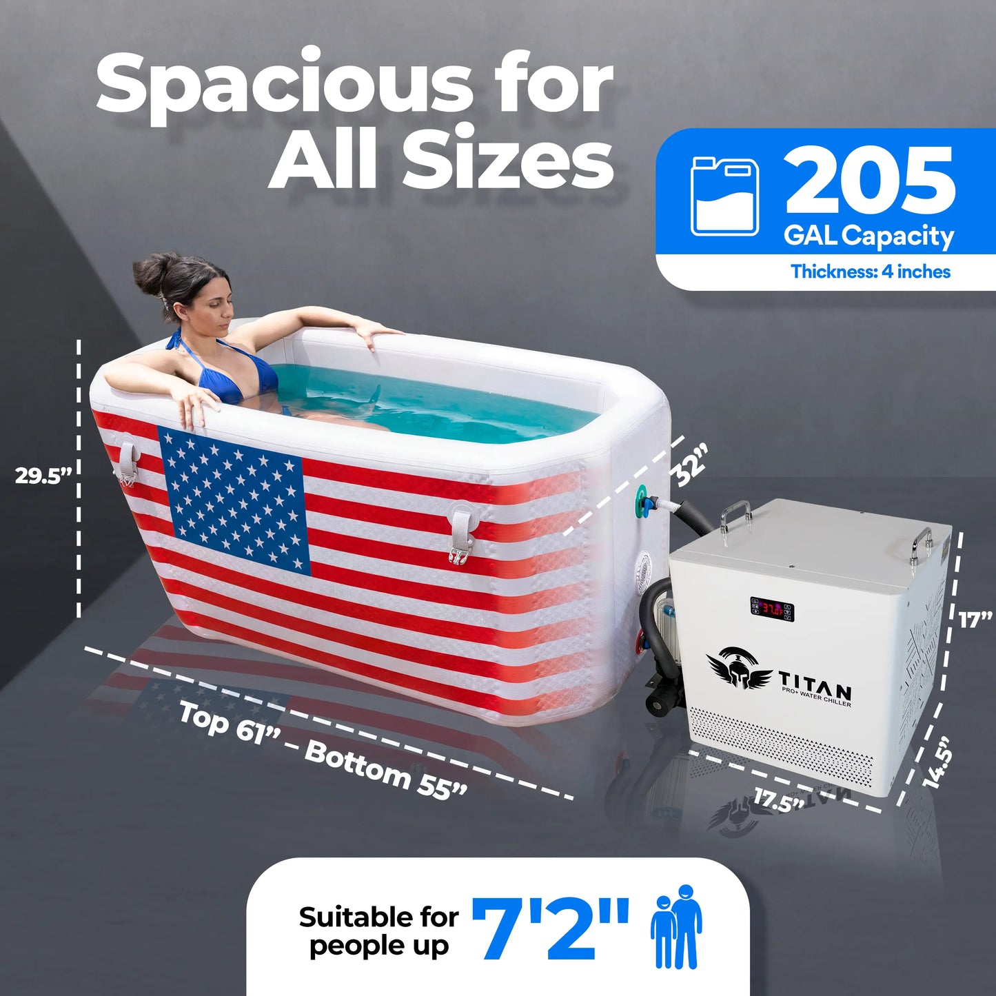 Triumph USA Flag Cold Plunge Tub + Chiller Bundle