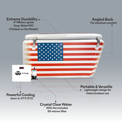 Triumph USA Flag Cold Plunge Tub + Chiller Bundle Titan Wellness