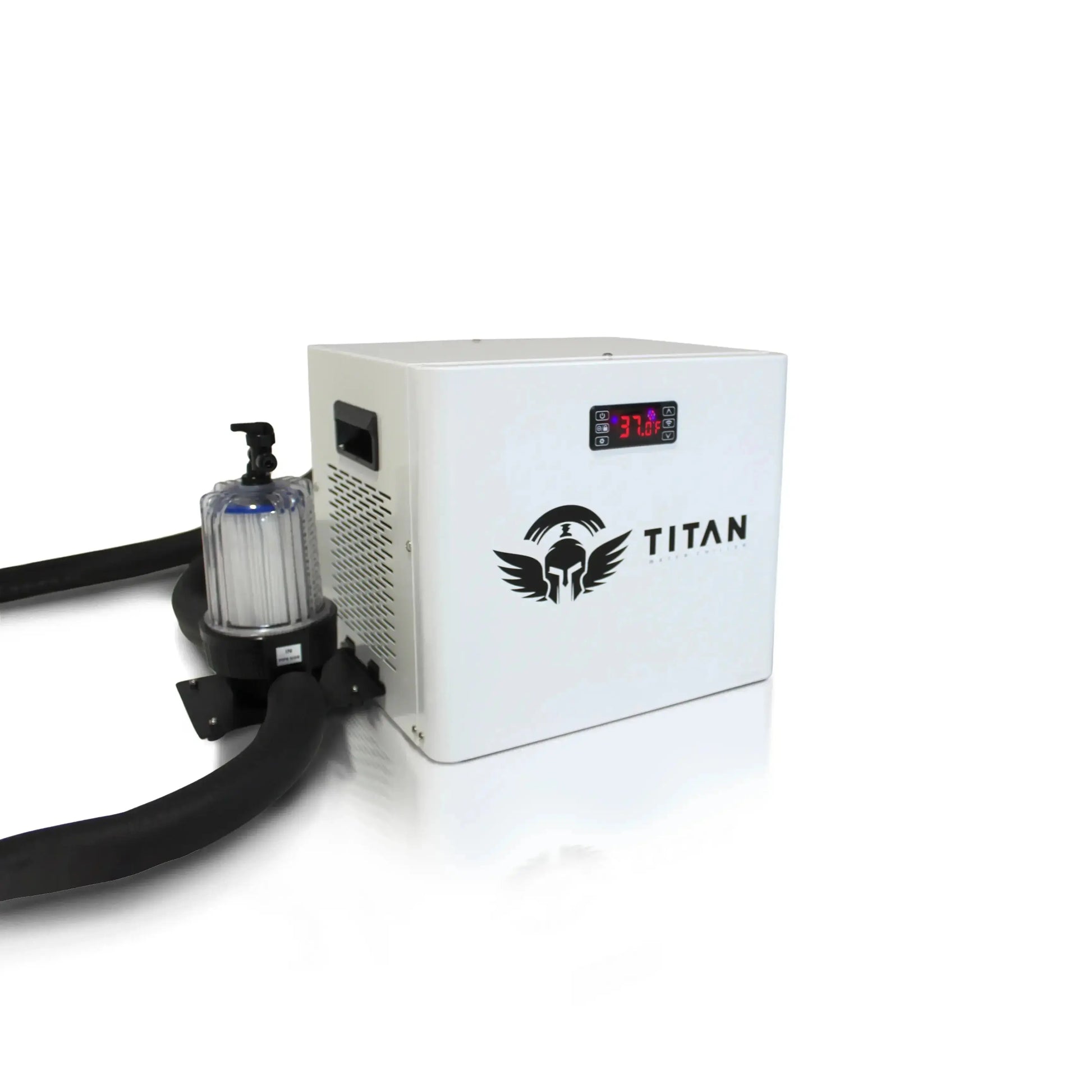 White Universal Ice Bath Chiller by Titan Wellness for maintaining precise water temperatures in cold therapy setups.