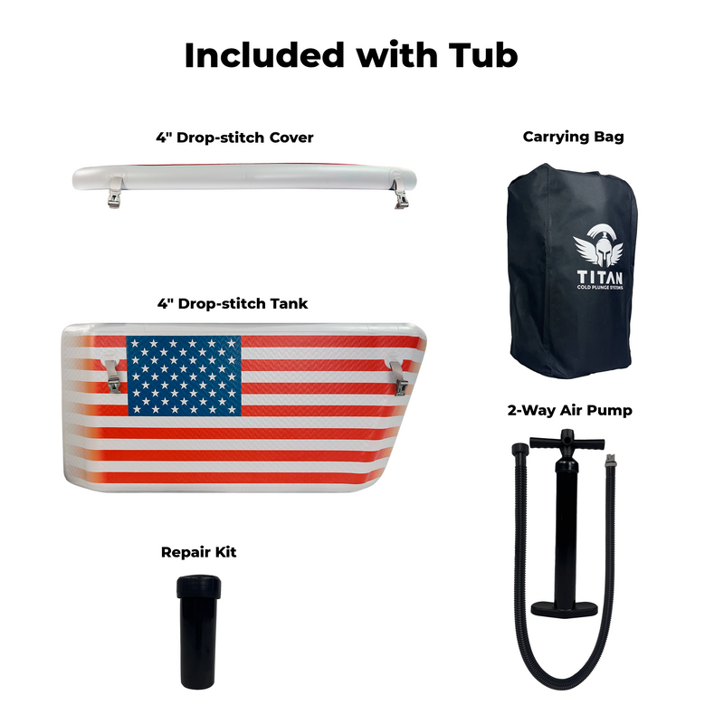 Triumph USA Flag Cold Plunge Tub + Chiller Bundle